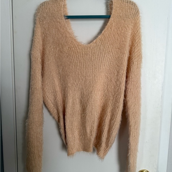 Lulus Sweaters - Lulu's Soft Peach Reversible Fuzzy Sweater